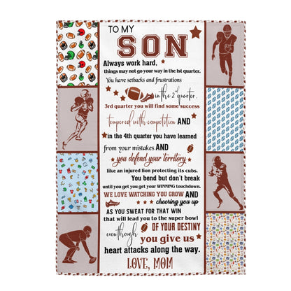 Son Football Velveteen Plush Blanket (Son From Mom)