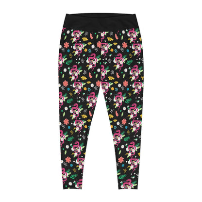 Snake Floral Plus Size Leggings One of a Kind Gift - Unique Workout Activewear tights for Mom fitness, Mothers Day, Girlfriend Christmas Gift