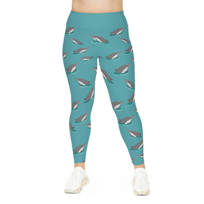 Dolphin, Ocean, Beach Plus Size Leggings One of a Kind Gift - Workout Activewear tights for Mom fitness, Mothers Day, Girlfriend Christmas Gift