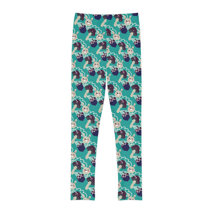 Bunny Mushrooms Youth Leggings,  One of a Kind Gift - Unique Workout Activewear tights for  kids Fitness , Daughter, Niece  Christmas Gift