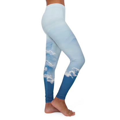 Blue Clouds Galaxy Women's Leggings One of a Kind Gift - Unique Workout Activewear tights for Mom fitness, Mothers Day, Girlfriend Christmas Gift