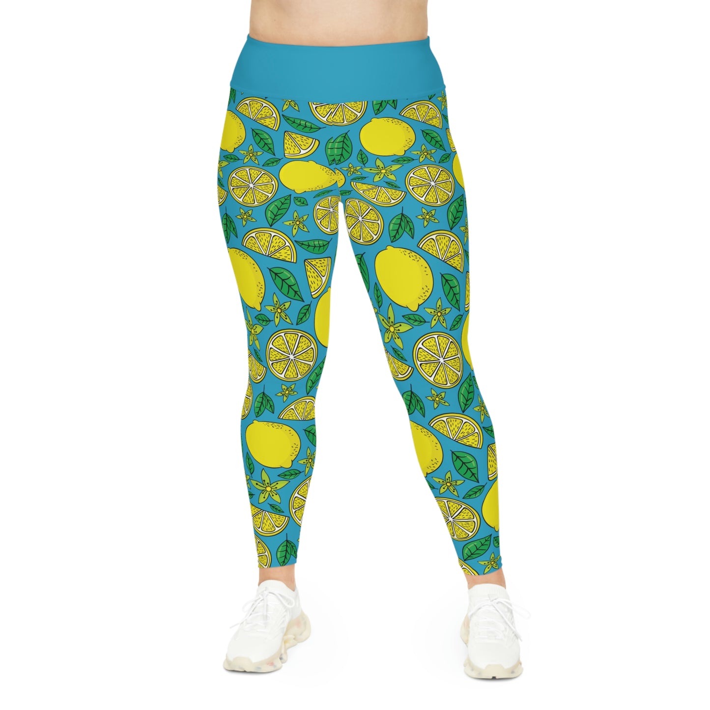 Lemon Summer Plus Size Leggings One of a Kind Gift - Unique Workout Activewear tights for Mom fitness, Mothers Day, Girlfriend Christmas Gift