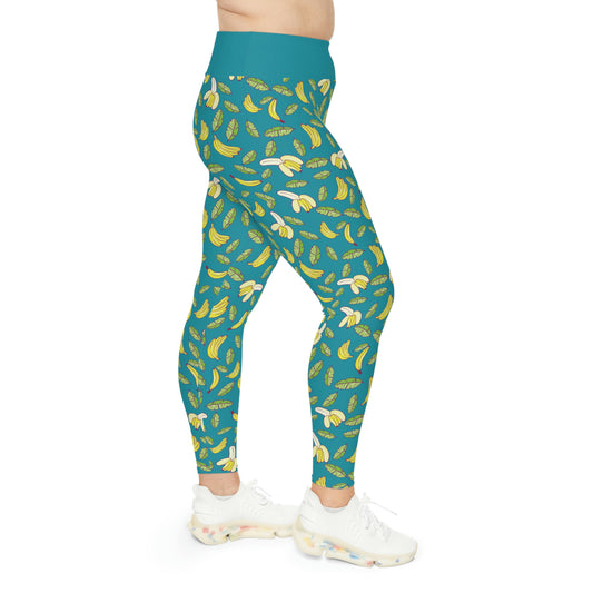 Banana Fruit Plus Size Leggings One of a Kind Gift - Unique Workout Activewear tights for Mom fitness, Mothers Day, Girlfriend Christmas Gift