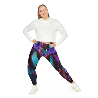 Octopus Beach Plus Size Leggings, One of a Kind Gift - Unique Workout Activewear tights for Mom fitness, Mothers Day, Girlfriend Christmas Gift