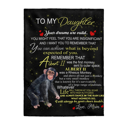Albert the Monkey Velveteen Plush Blanket (Daughter from Mom)