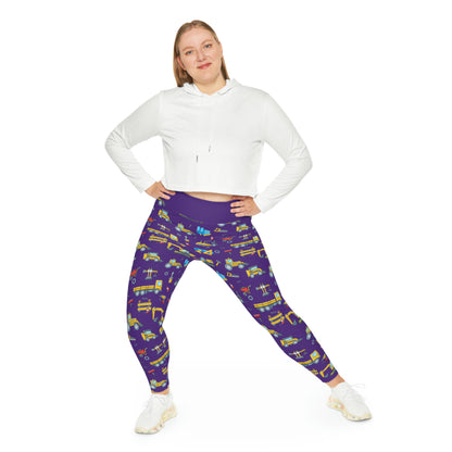 Construction Plus Size Leggings One of a Kind Workout Activewear for Wife Fitness, Best Friend, mom and me tights, Mothers day , Christmas Gift