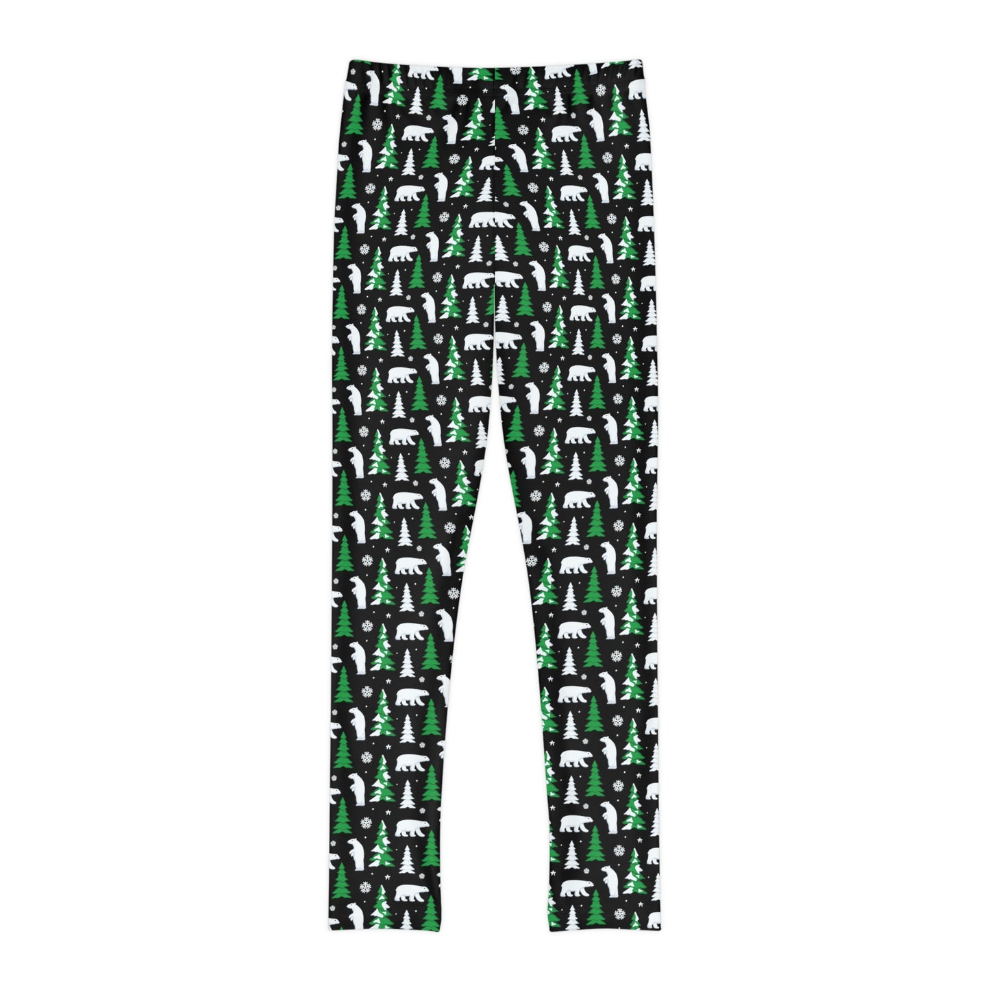Christmas Tree Bear animal Kingdom Youth Leggings, One of a Kind Gift - Workout Activewear tights for kids, Granddaughter, Niece Christmas Gift