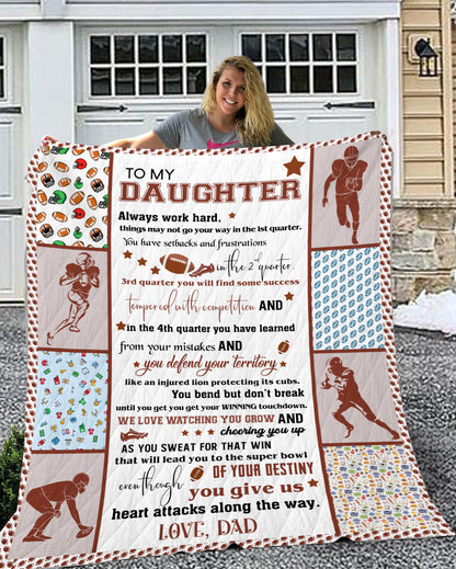 Daughter Football Velveteen Plush Blanket (daughter From Dad)